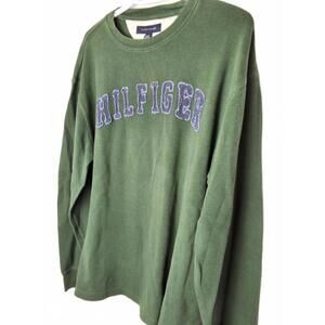 Tommy Hilfiger Men's Green Long Sleeve Waffle Knit Shirt